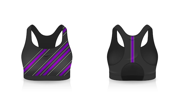 Specification sport bra outfits , standard uniform base color white and black template mock up