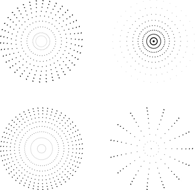 Speckle Radial Lines With Dots Isolated On Transparent Background