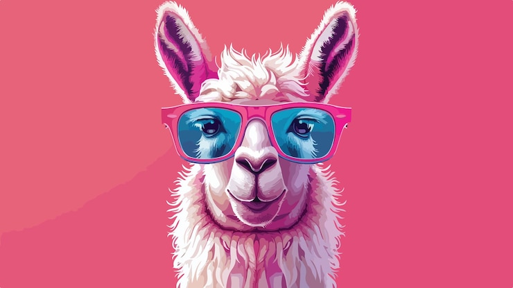 Vector spectacled llama print for fabric tshirt cute trendy design