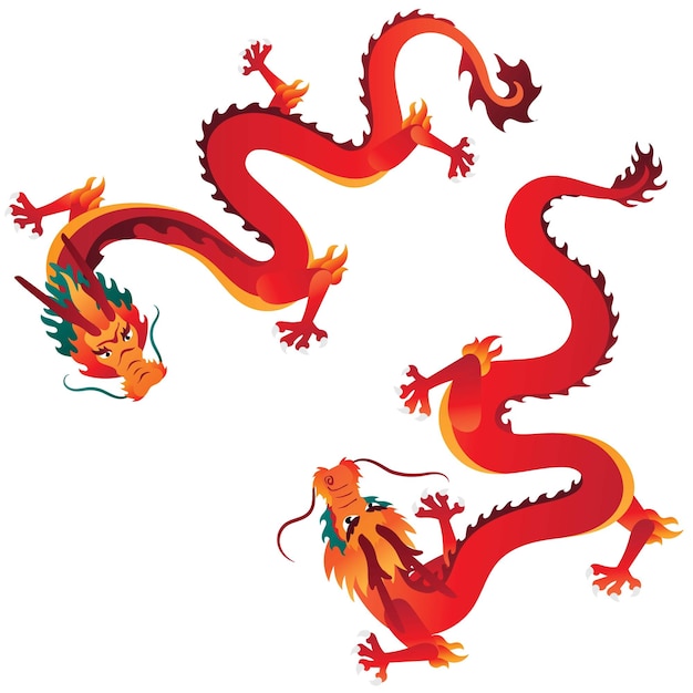 Spectacular Lunar Dragons Vector Art for New Year