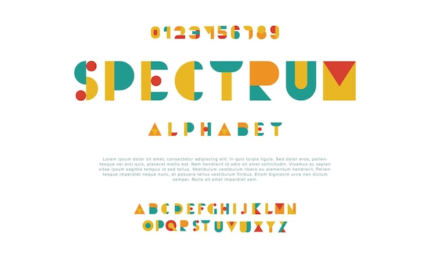 Vector spectrum creative geometric modern urban alphabet font digital abstract futuristic fashion music