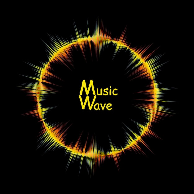 Spectrum music wave background Modern pulse music player technology Audio colorful round wave on black background Vector digital waveform illustration