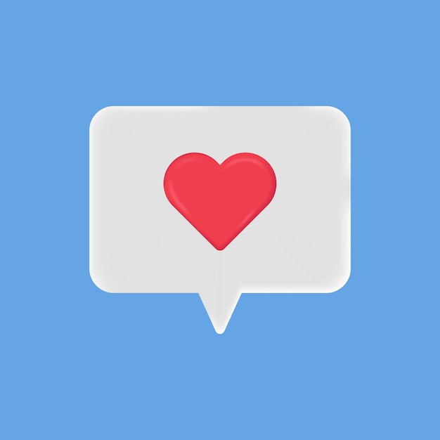 Vector speech 3d icon love chat text bubbles with heart