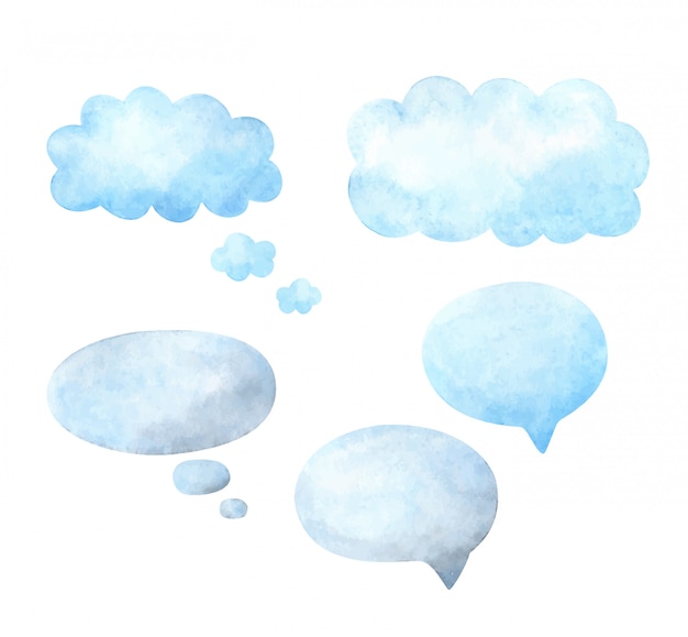 Speech balloon. set of templates with space for text. watercolor frames for replicas.