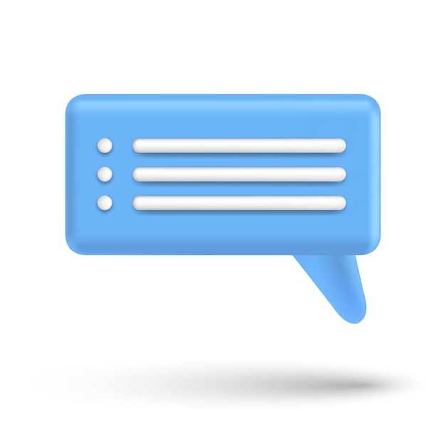 Speech bubble 3d box chat button Message talk balloon in render style Vector speak icon illustration