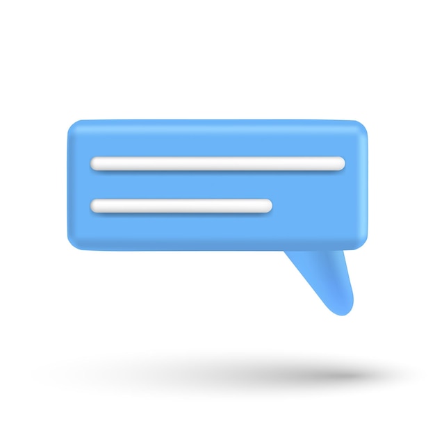 Speech bubble 3d box chat button message talk balloon in render style vector speak icon illustration