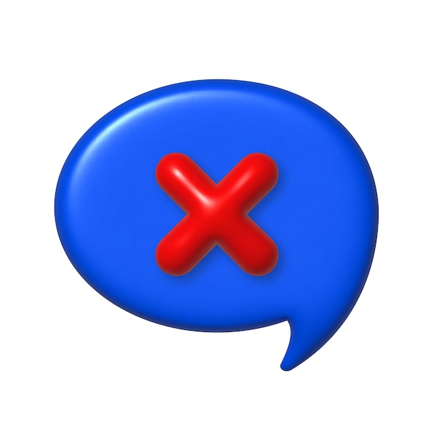 Вектор Речевой пузырь 3d icon знак красного креста на синем пузыре vectorxaillustration