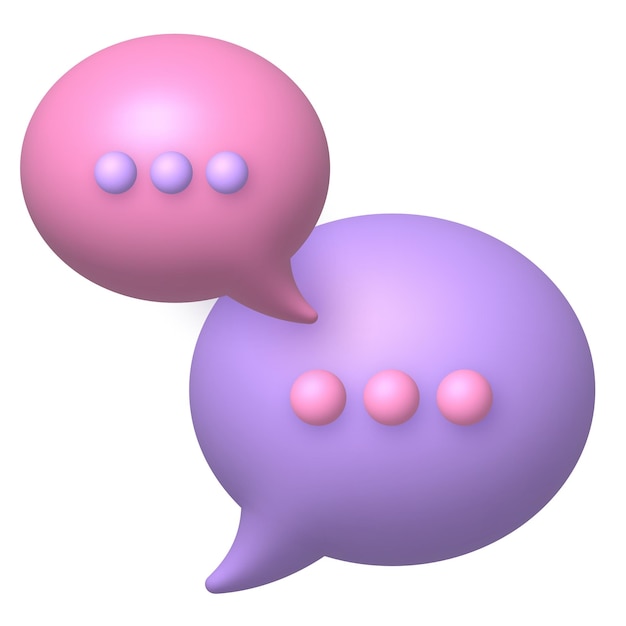 Speech bubble 3D Icon Roze en paarse bubbels met drie puntjes Vector illustratie