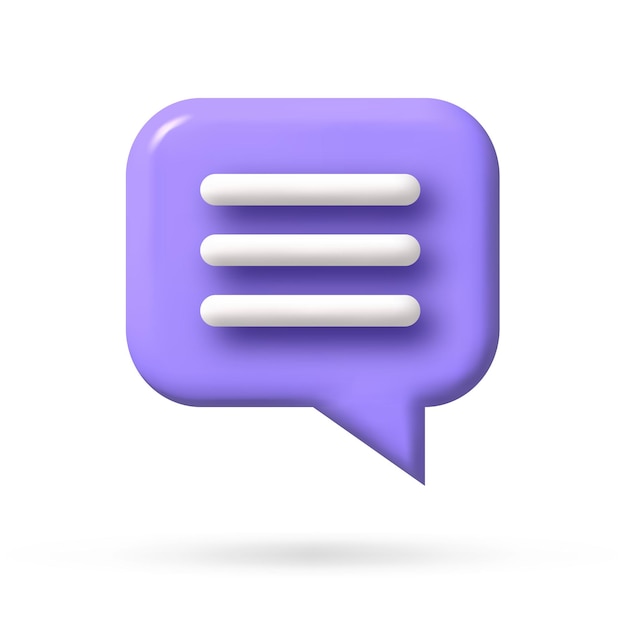 Speech bubble 3d icon Vector illustration communication dialog bubble