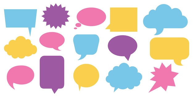 Speech bubble Cartoon comic talk chat comment and dialogue shape Vector set