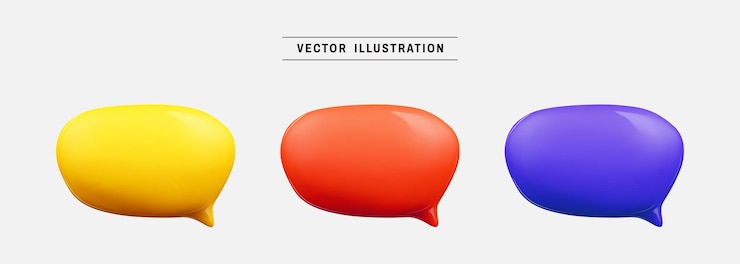 Vector 연설 거품 채팅 3d 아이콘 만화 최소한의 스타일로 현실적인 벡터 일러스트 렌더링