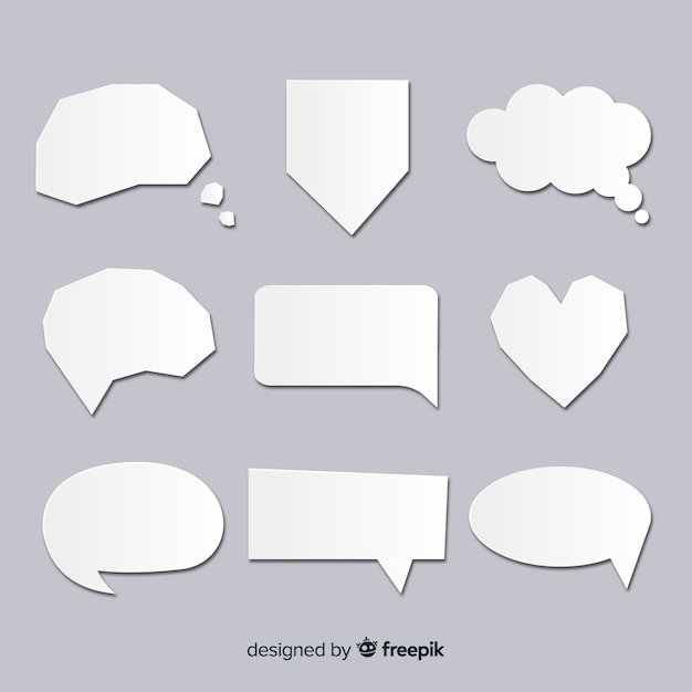 Speech bubble collection in clear paper style