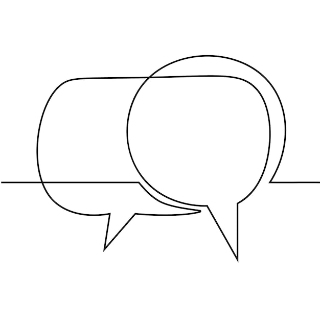 Speech bubble continuous one line art Drawing dialogue speech bubble illustration Continuous border