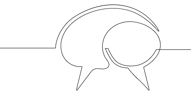 Speech bubble continuous one line art Drawing dialogue speech bubble illustration Continuous border