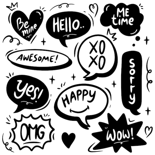 speech bubble doodle hand drawn vector