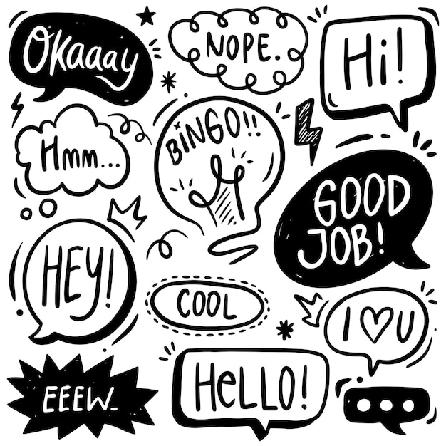 Speech bubble doodle hand drawn vector