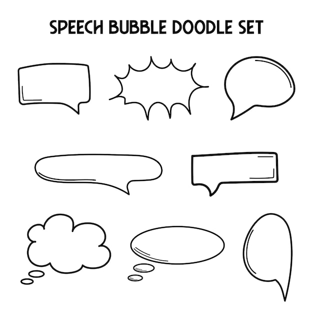 Vector speech bubble doodle icon set vector