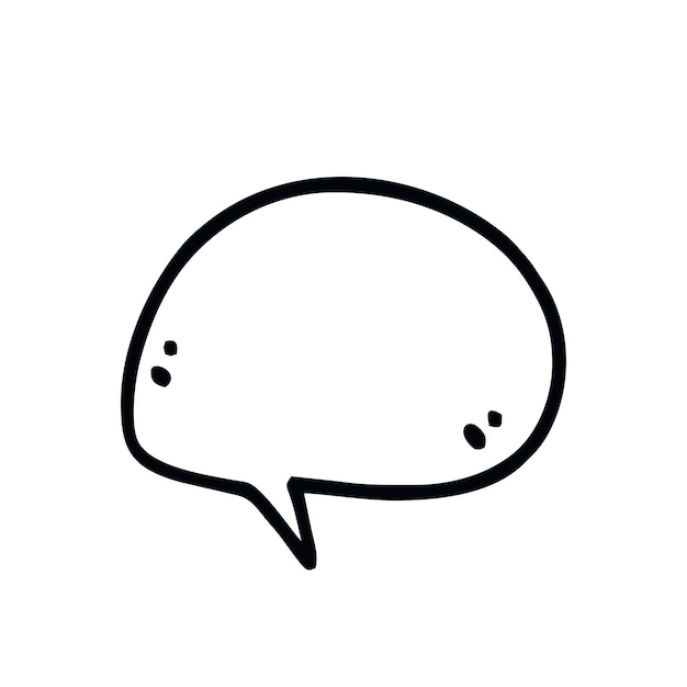 A speech bubble drawn in black and white.