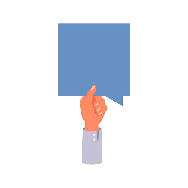 Vector speech bubble in hand feedback and review quote