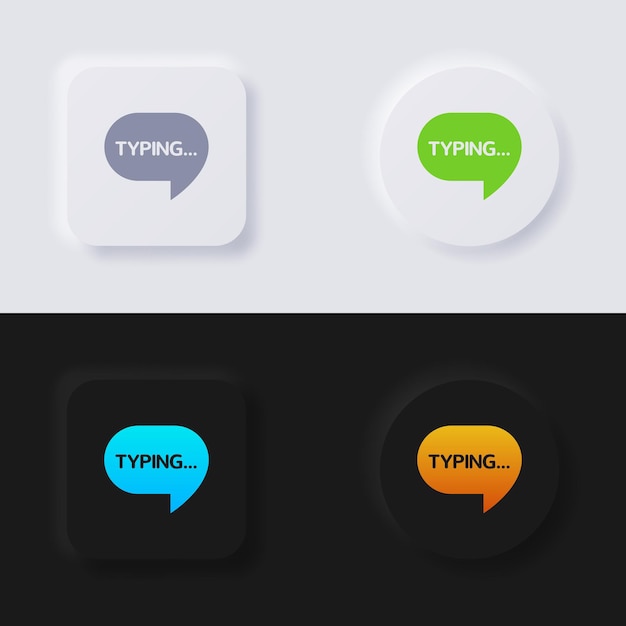 웹 디자인 응용 프로그램 UI 및 기타 버튼 벡터를 위한 음성 버블 아이콘 설정 다중 색상 뉴모피즘 버튼 소프트 UI 디자인