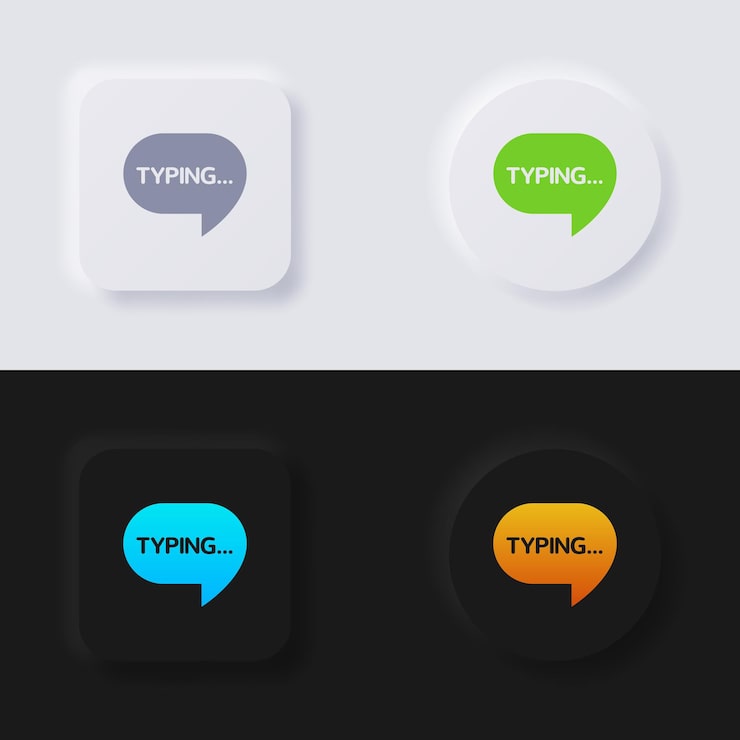 Vector 웹 디자인 응용 프로그램 ui 및 기타 버튼 벡터를 위한 음성 버블 아이콘 설정 다중 색상 뉴모피즘 버튼 소프트 ui 디자인
