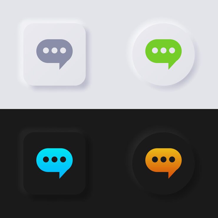 Vector speech bubble icon set multicolor neumorphism button soft ui design for web design application ui and more button vector
