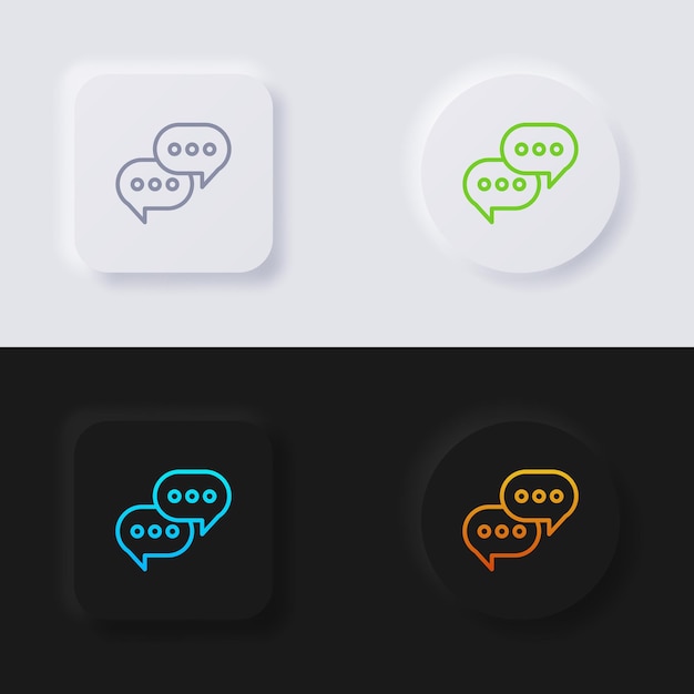 speech bubble icon set multicolor neumorphism button soft ui design for web design application ui and more button vector