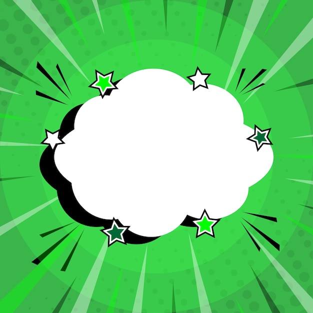 Speech bubble image on green background. Comic style.