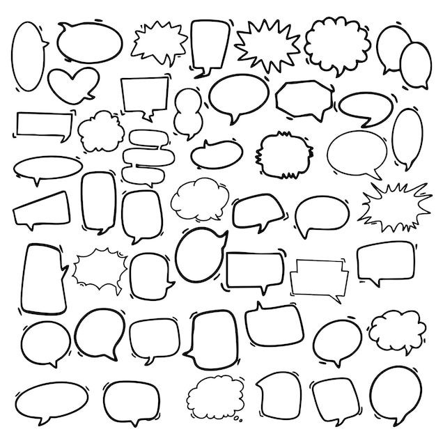 Speech bubble line komisch element met de hand getekend in doodle stijl