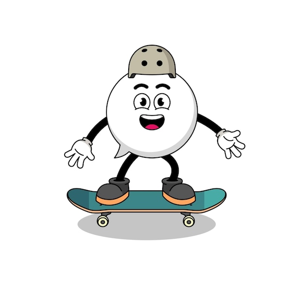 Speech bubble mascot playing a skateboard