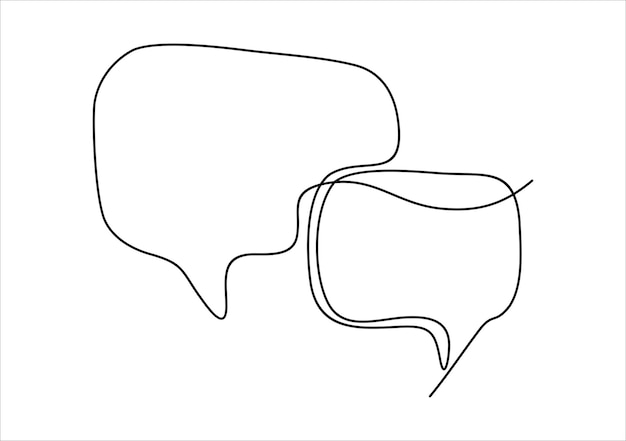 Speech bubble in one line drawing dialogue chat cloud in simple linear style editable stroke