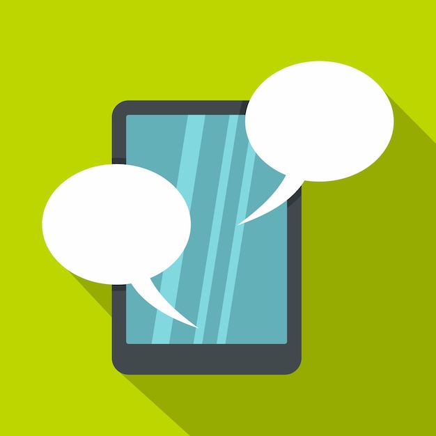 Speech bubble on phone icon flat illustration of speech bubble on phone vector icon for web