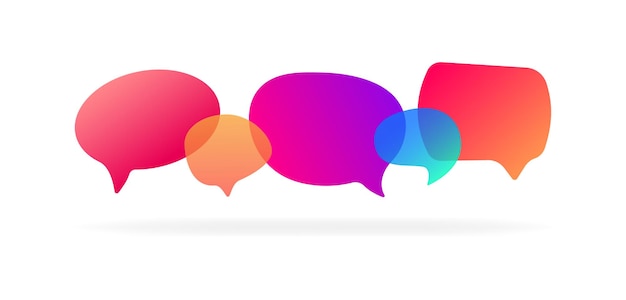 Speech bubble Plat gekleurde heldere bubble speech mooie veelkleurige bubble speech discussie Vector illustratie