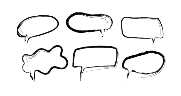 Speech bubble set in hand drawn doodle style