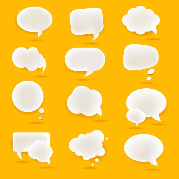 Speech Bubble Set Isolated Yellow Background