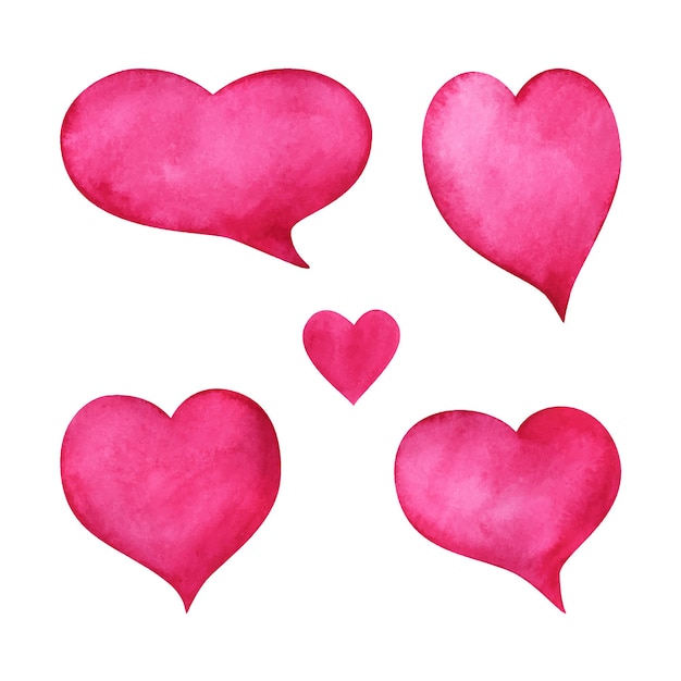 Speech bubble in the shape of a heart. a set of cliparts for valentine's day with space for a text about love.