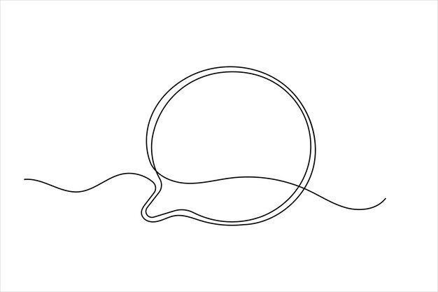 speech bubble shape one line drawing of isolated continuous outline vector icon