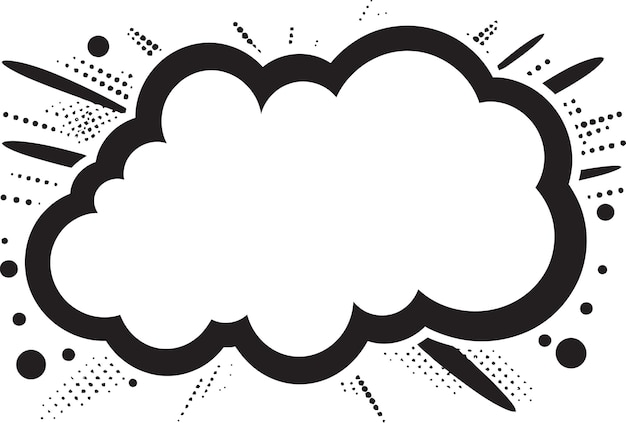 Speech Bubble Symphony 80 Words PopArt Black Icon Wordplay Wonderland Pop Culture Cloud Logo in 80