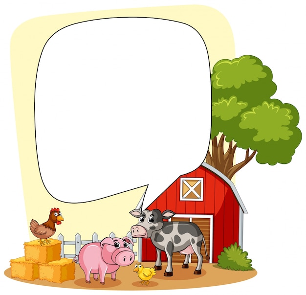 Vector speech bubble template with farm scene in background