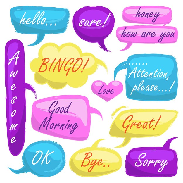 Speech bubble with editable text easy to modify Communication tags