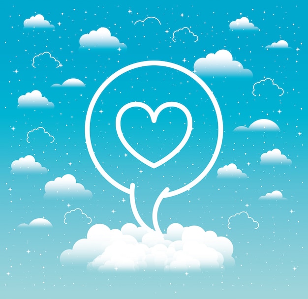 Vector speech bubble with heart trend icon