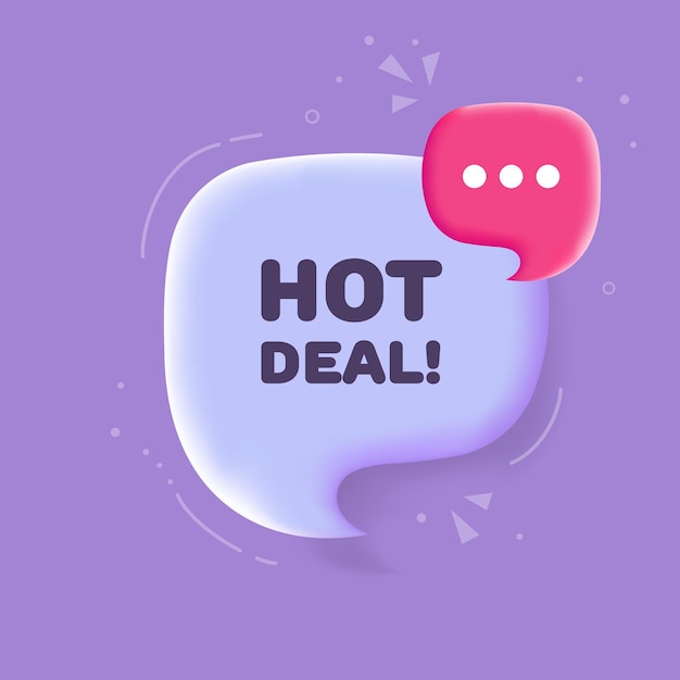 Speech bubble with hot deal text Speech bubble with loudspeaker Pop art style Vector line icon for Business and Advertising