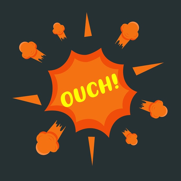 Speech bubble with Ouch! lettering. Vector illustration