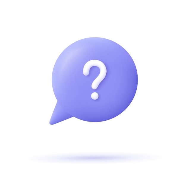 Speech bubble with question mark FAQ support help concept 3d vector icon Cartoon minimal style