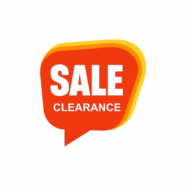 Speech bubble with sale clearance text flat cartoon trend modern logotype graphic design isolated on white background