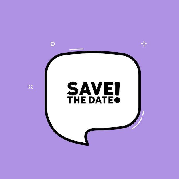 Speech bubble with save the date text boom retro comic style pop art style vector line icon for business and advertising