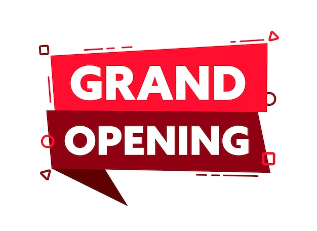 Speech bubble with the word grand opening red label Vector stock illustration