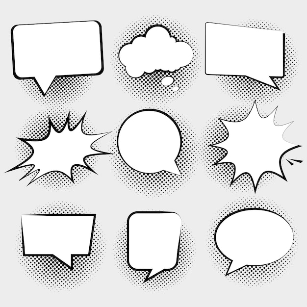 Speech bubbles and balloons Empty comic speech bubbles Cartoon collection Vector