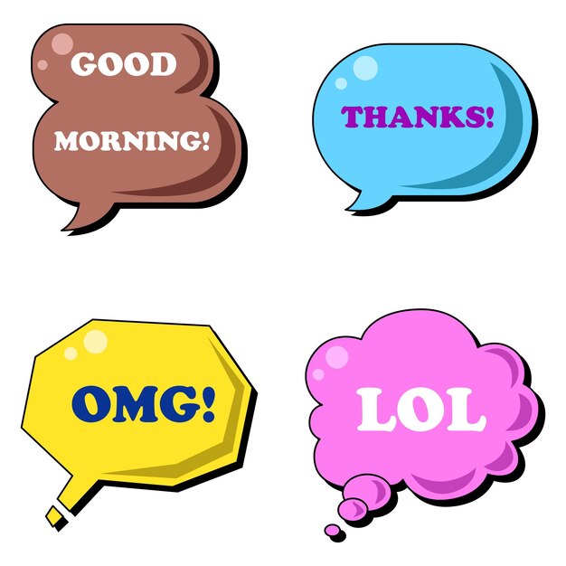 Speech bubbles cartoon clouds Colorful speech bubble set vector