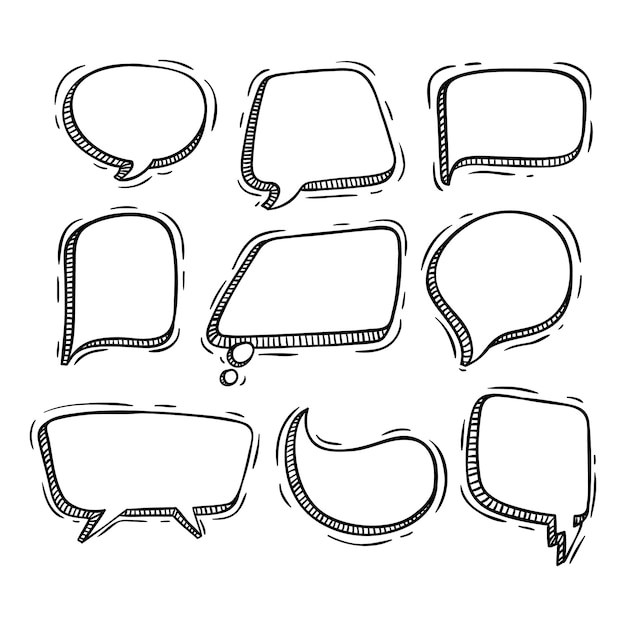 Vector speech bubbles collection with doodle style